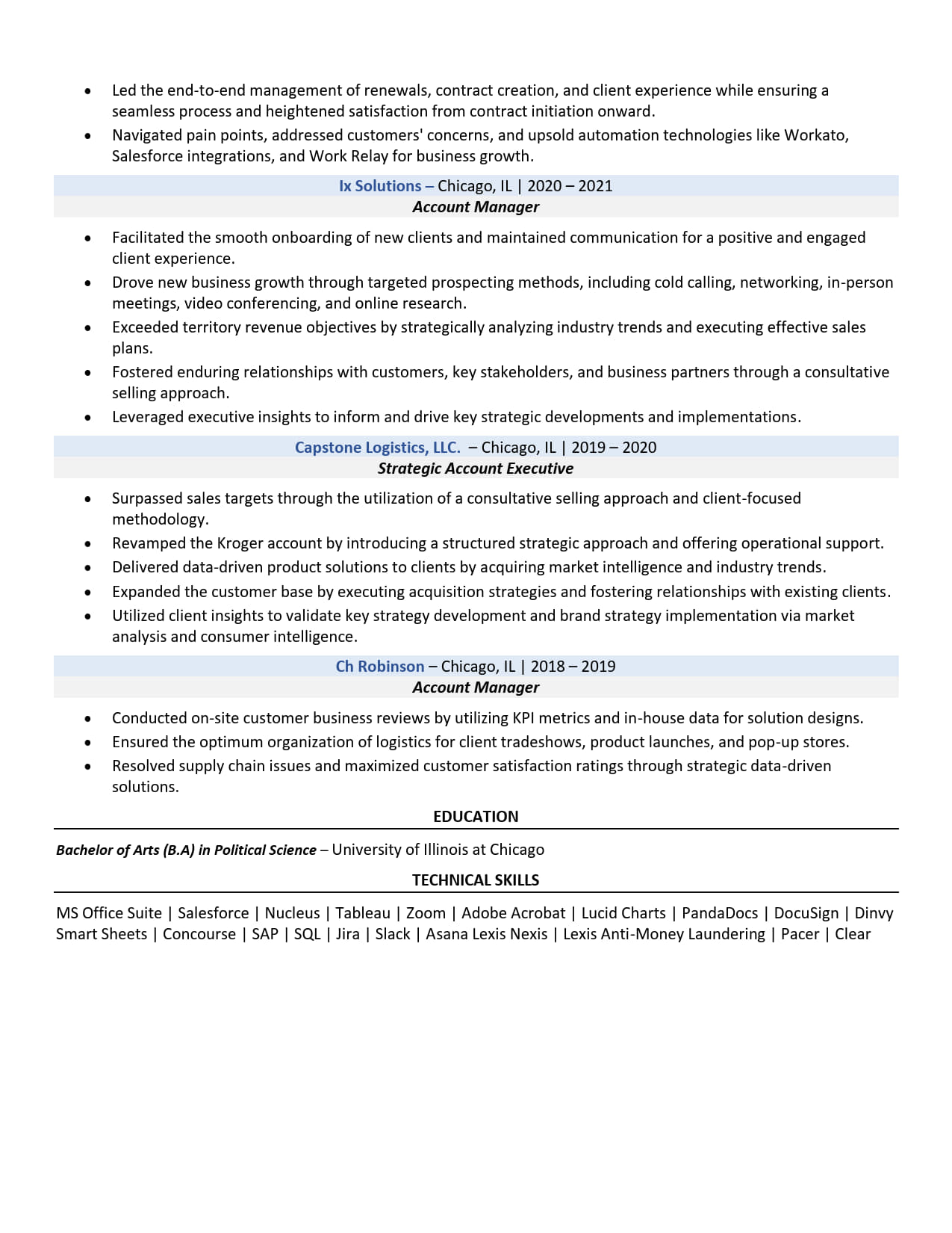 Customer Success Manager Resume Example