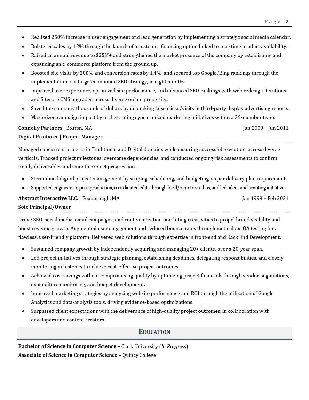 Senior Digital Marketing Manager Resume Example